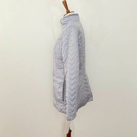 Via Spiga Quilted Cargo Jacket Front Pockets Moonstone Grey S Small - Picture 5 of 10